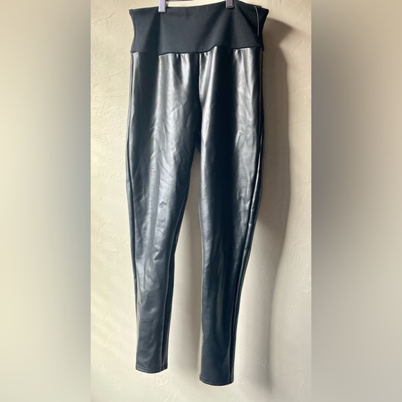Assests by Spanx Black Pleather Leggings | S - Picture 2 of 5